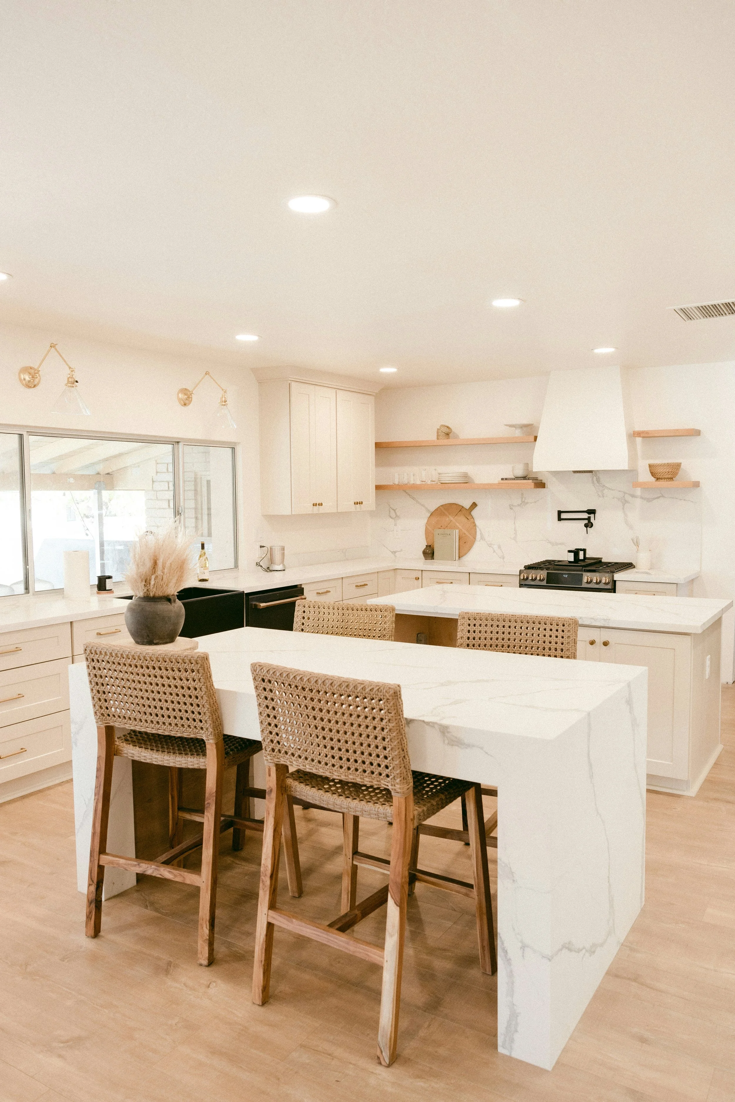 Modern kitchen with black subway tile backsplash